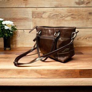Giani Bernini Handle & Adjustable Latch Off Crossbody Strap Genuine Leather Bag!